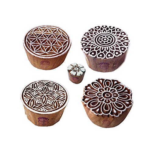 Städtisch Entwürfe Runden und Blume Holz Drucken Stempel (Set von 5) von Royal Kraft