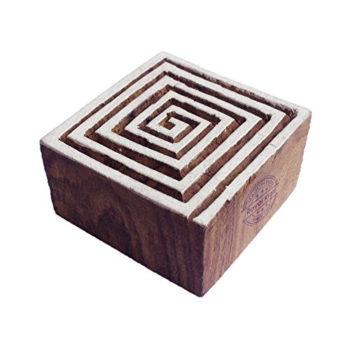 Städtisch Quadrat Spiral Design Holz Blöck Druck Stempel - DIY Henna Stoff Textil Papier Ton Keramik Blocke Druck Stempel von Royal Kraft