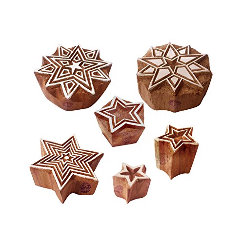 Stoff Holz Stempel Orientalisch Star Runden Muster Druck Blöcke (Set von 6) von Royal Kraft