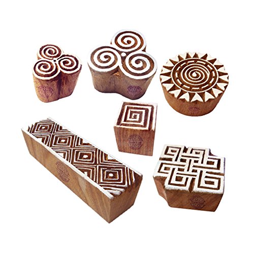 Tätowierung Holzdruck Kreativ Spiral Runden Gestalten Stempel Blöcke (Set von 6) von Royal Kraft