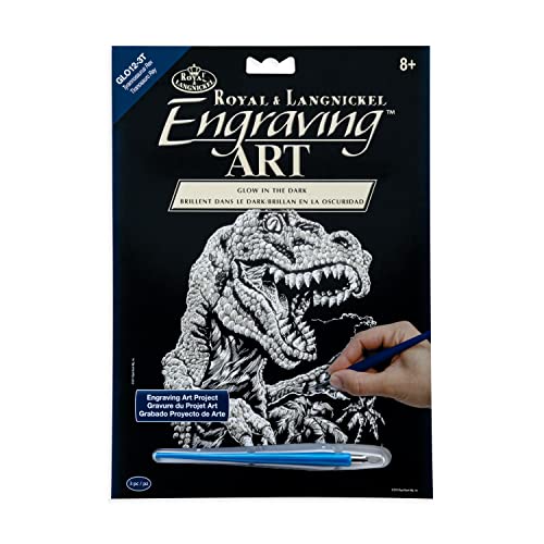 Royal & Langnickel GLO12 - Glow in the Dark Engraving Art/Kratzbilder, DIN A4, Tyrannosaurus Rex von Royal & Langnickel