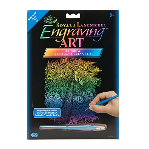 Royal & Langnickel RAIN14 - Engraving Art/Kratzbilder, DIN A4, Pfau, regenbogenfarbe von Royal & Langnickel