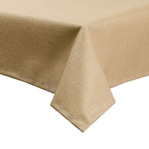 Tischdecke Leinen Optik mit Fleckschutz abwaschbar eckig rund oval Garten, eckig 110x140 cm, Cappuccino - 5521 von Royal Schneider