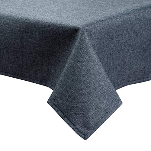 Tischdecke Leinen Optik mit Fleckschutz abwaschbar eckig rund oval Garten, eckig 110x140 cm, Navy - 5504 von Royal Schneider