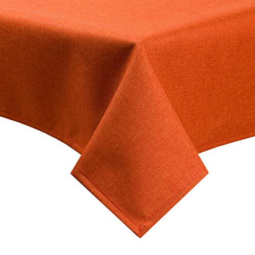 Tischdecke Leinen Optik mit Fleckschutz abwaschbar eckig rund oval Garten, rund 160 cm, Orange - 5509 von Royal Schneider