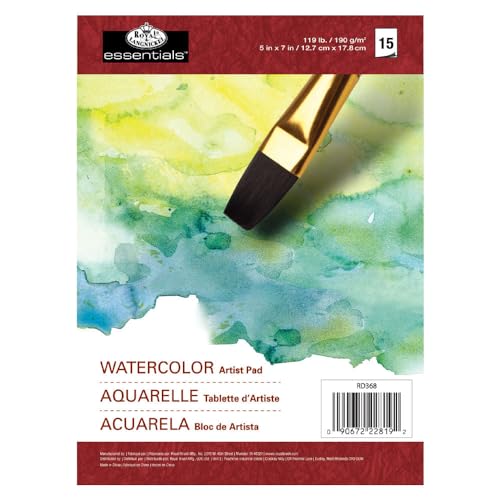 Royal Brush Essentials Aquarell-Künstlerpapierblock, 12,7 x 17,8 cm, 15 Blatt von Royal & Langnickel