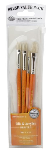 Royal and Langnickel Zip N' Close Pinsel-Set, Flache Borsten, 4 Stück, Größen 1, 3, 5, 8 von Royal & Langnickel