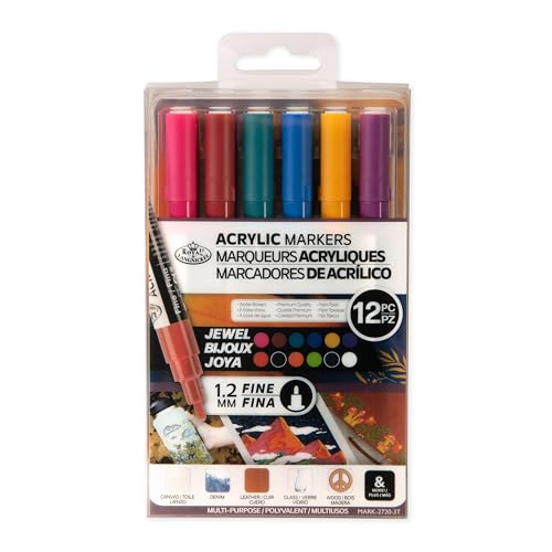 Royal & Langnickel 12 x Acryl-Marker für Künstler, 1,2 mm, Schmuckfarben von Royal & Langnickel