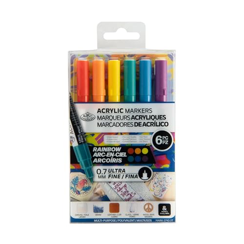 Royal & Langnickel Künstlermarker aus Acrylfarben, ultrafein, 0,7 mm, Regenbogenfarben, 6 Stück von Royal & Langnickel