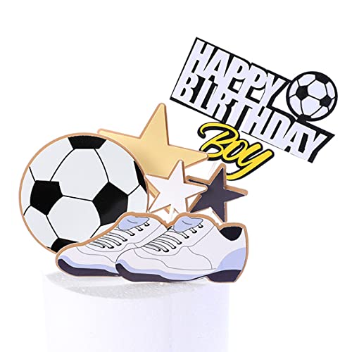 Roysmart Tortendeko Fussball, Fußball Cake Topper Fußball Geburtstagstorte Dekoration für Jungen Fußball Cake Topper Sport Party von Roysmart