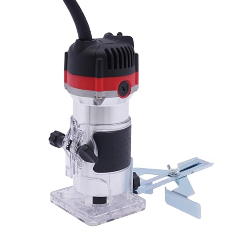 Kantenfräse, Professional 800W Elektrische Oberfräse Fräsmaschine Electric Hand Trimmer 1/4" für Holzfräsen, Holznuten, Handfertigung von Royyalpa