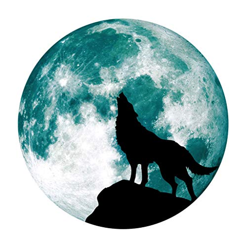 Kreative leuchtende Mond-Wandaufkleber Halloween-Dekorationsaufkleber leuchtender Wolf Poster Jugendzimmer Jungen (Green, L) von Rpporm