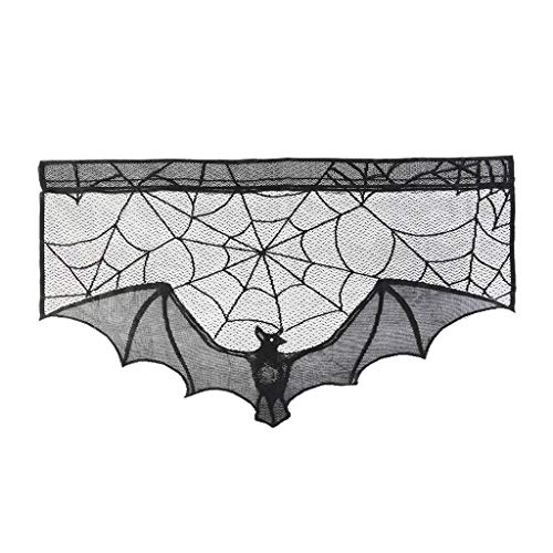 Rpporm Tür Schwarz Spitze Dekoration Vorhang Vorhang Vorhang Halloween Halloween Fledermaus Home Decor Gardinen Mit Klettband (Black, One Size) von Rpporm