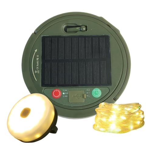 Camping Lights String 4 in 1, Wiederaufladbare LED Lampe mit 8 Modi, Solarbetriebene wasserdichte einziehbare Lichterkette, langlebig und wasserdicht, tragbare Campinglichter, für Zelt, Hof, Garten, von Rproonay