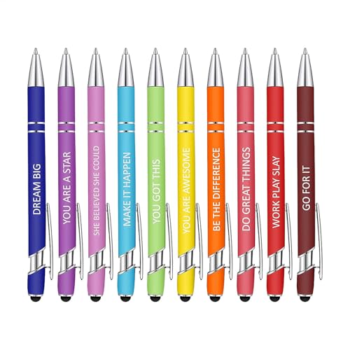 Rproonay Inspirierendes Stifte-Set, multifunktionaler inspirierender Kugelschreiber, 10 x motivierender Touch-Stift, Schulbedarf für Notizbücher, Memos von Rproonay