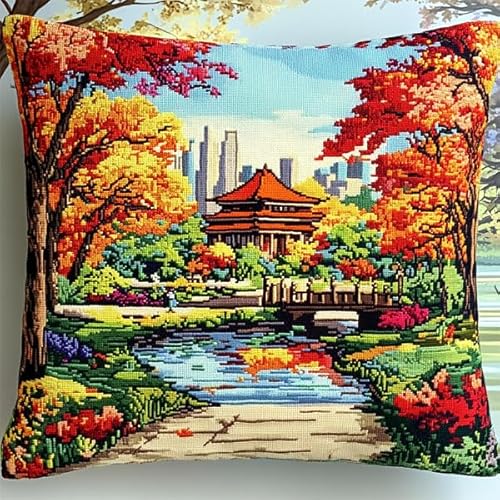 Rqwybcaxn Kissenbezug mit Stickerei City Summer Park,45x45 cm,quadratisch,dekorativer Kissenbezug,perfekt für Sofa und Heimdekoration von Rqwybcaxn