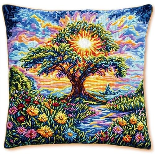 Rqwybcaxn Kissenbezug mit Stickerei Dreamy Tree,45x45 cm,quadratisch,dekorativer Kissenbezug,perfekt für Sofa und Heimdekoration von Rqwybcaxn