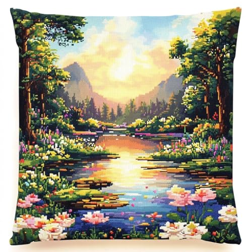 Rqwybcaxn Kreuzstichkissenpackung, Naturlandschaft themen, Bedruckte Stramin, Für Erwachsene, Heimdekoration, 45x45 cm von Rqwybcaxn