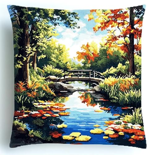 Rqwybcaxn Kreuzstichkissenpackung, Naturlandschaft themen, Bedruckte Stramin, Für Erwachsene, Heimdekoration, 45x45 cm von Rqwybcaxn