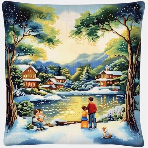 Rqwybcaxn Kreuzstichkissenpackung, Naturlandschaft themen, Bedruckte Stramin, Für Erwachsene, Heimdekoration, 45x45 cm von Rqwybcaxn