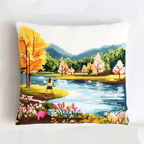 Rqwybcaxn Kreuzstichkissenpackung, Naturlandschaft themen, Bedruckte Stramin, Für Erwachsene, Heimdekoration, 45x45 cm von Rqwybcaxn