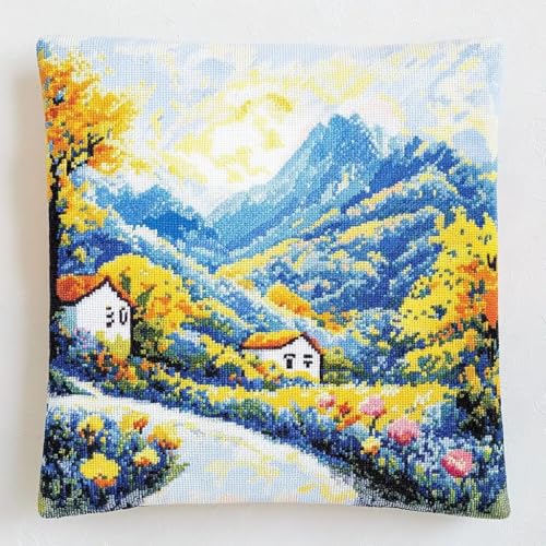 Rqwybcaxn Kreuzstichkissenpackung, Naturlandschaft themen, Bedruckte Stramin, Für Erwachsene, Heimdekoration, 45x45 cm von Rqwybcaxn