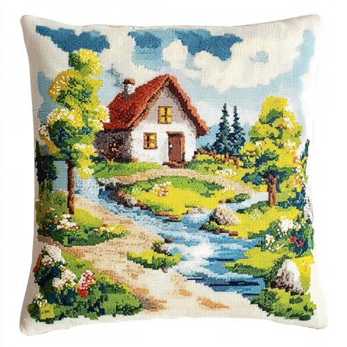 Rqwybcaxn Kreuzstichkissenpackung, Naturlandschaft themen, Bedruckte Stramin, Für Erwachsene, Heimdekoration, 45x45 cm von Rqwybcaxn