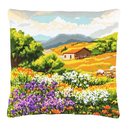 Rqwybcaxn Kreuzstichkissenpackung, Naturlandschaft themen, Bedruckte Stramin, Für Erwachsene, Heimdekoration, 45x45 cm von Rqwybcaxn