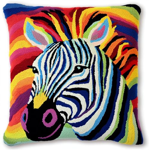 Rqwybcaxn Latch Hook Kissen Kit Regenbogen-Zebra-Muster Knüpfkissen Set Für Anfänger Erwachsene Oder Kinder Zum Selber Knüpfen, Diy Knüpfteppich Knüpfpackung, Knüpfhaken Set 43 X 43 Cm Rqwybcaxn Latch Hook Kissen Kit Regenbogen-Zebra-Muster Knüpfkissen Set Für Anfänger Erwachsene Oder Kinder Zum Selber Knüpfen, Diy Knüpfteppich Knüpfpackung, Knüpfhaken Set 43 X 43 Cm von Rqwybcaxn