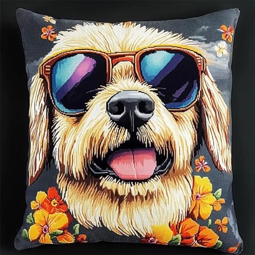 Rqwybcaxn Niedlicher Kissenbezug mit Shih Tzu-Stickerei,45x45 cm,quadratisch,dekorativer Kissenbezug,perfekt für Sofa und Heimdekoration von Rqwybcaxn