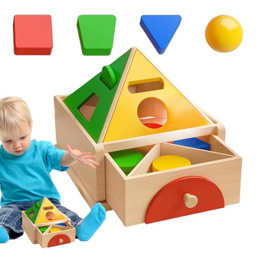 Rrlihjgu Baby-Sortierspielzeug, Formsortierer - Sortierblockspielzeug aus Holz in Mehreren Farben | Sortierbox für farbige geometrische Formen für und Mädchen von Rrlihjgu