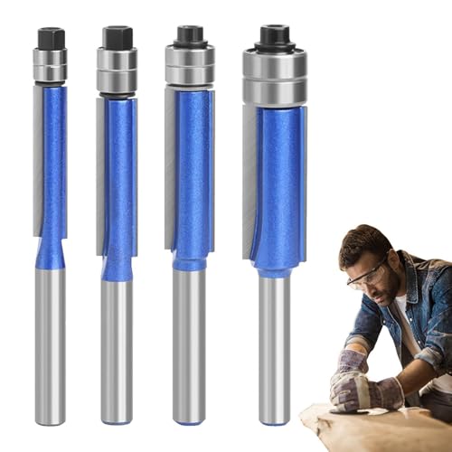 Rrlihjgu Oberes Lager Bündel Trim Router Bit, Router -Bits für Holzbearbeitung | 4x Router Bit Holzbearbeitungsschneider - 1/4 Zoll Schaftbohrlager Schneidwerkzeug für Heimnutzungstische im Freien von Rrlihjgu