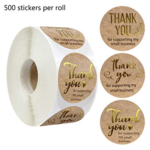 Aufkleber mit Aufschrift "Thank You for Supporting Small Business", Goldfolie, 500 Stück von Rsgfent