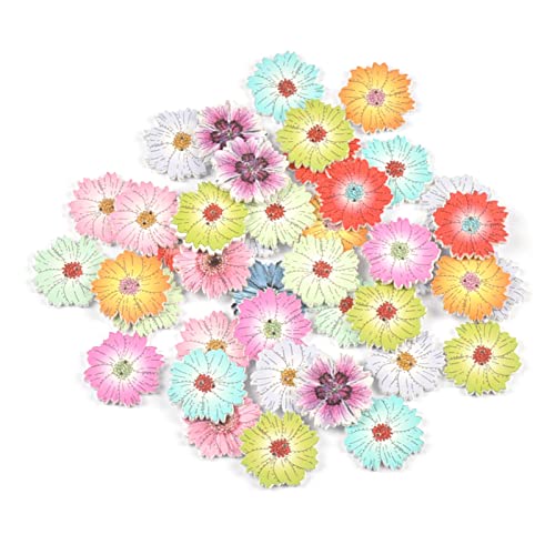 25 Stück bunte Blumen Holzknöpfen Gänseblümchen Muster Holzknöpfe Nähen Kleidung handgemacht Dekor Scrapbooking (Farbe: A Größe: 25 PCS) von Rsmmpqa