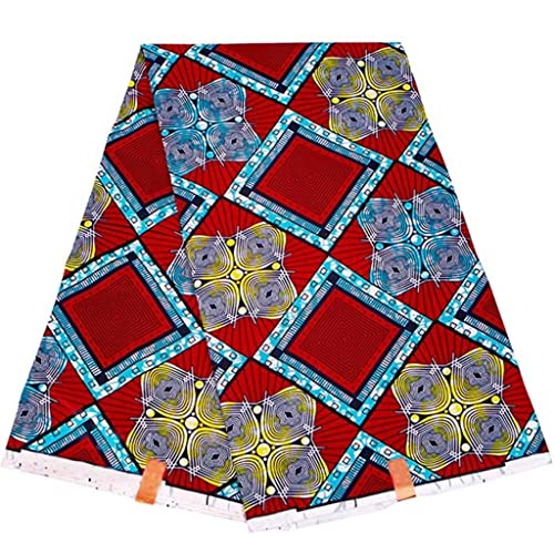 Roter Hintergrund, afrikanischer Stoff, Polyester, Nähstoff, Batik-Material für Partykleid (Farbe: wie abgebildet, Größe: 6 Yards) von Rsmmpqa