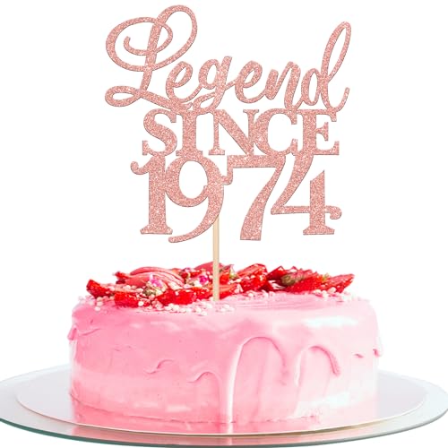 Rsstarxi 1 Pack Glitter Legend Since 1973 Cake Topper Fifty Cheers to 50 Years Old Cake Pick for Funny 50 Happy 50th Birthday Wedding Anniversary Party Cake Decorations Rose Gold von Rsstarxi