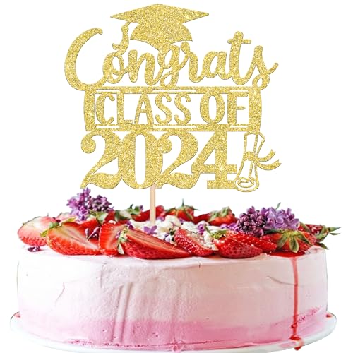 Rsstarxi 1 Packung Congrats Class of 2022 Cake Topper Glitter Gold Grade Cap Diplom-Klasse of 2022 Graduation Cake Pick Dekorationen für Congrats 2022 Graduation Theme Party Cake Decorations Supplies. von Rsstarxi