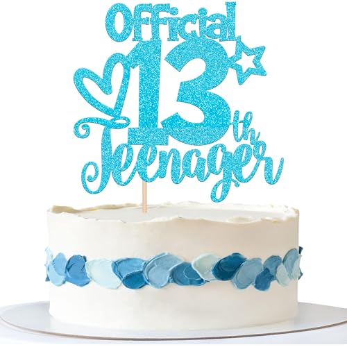 Rsstarxi 1 Packung Glitzer Offizielle Teenager 13. Geburtstag Kuchen Topper Dreizehn Cheers to 13 Fabulous Birthday Cake Pick für Mädchen Jungen Teenager 13. Geburtstag Jahrestag Party Kuchen von Rsstarxi