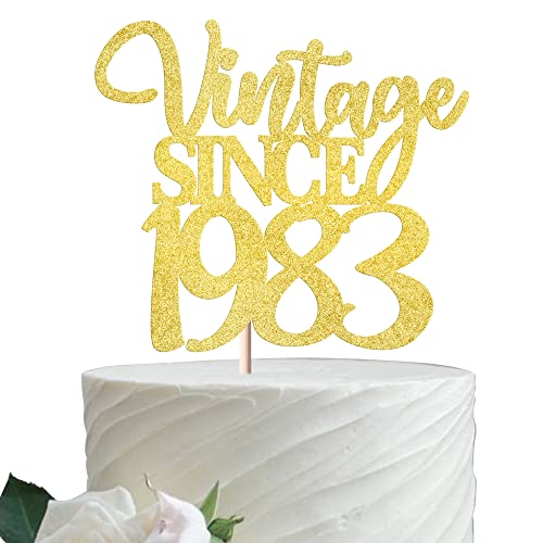 Rsstarxi 1 Packung Gold Glitter Vintage Since 1983 Cake Topper Forty Cheers to 40th Birthday Cake Pick for Happy 40th Birthday Wedding Anniversary Party Cake Decorations Supplies von Rsstarxi