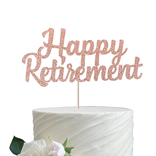 Rsstarxi Happy Retirement Cake Topper Glitter Retirement Cake Decoration Pick for Retired Theme Party Cake Decorations Supplies Rose Gold von Rsstarxi