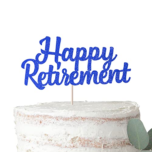 Rsstarxi Happy Retirement Cake Topper Glitter Retirement Cake Pick Dekoration für Ruhestand Themenparty Kuchen Dekorationen Supplies Dunkelblau von Rsstarxi