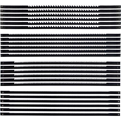 RtottiM 24 Stück Dekupiersägeblätter 127mm Kohlenstahl Laubsägeblätter mit Querstift 10/14/18/24 Zähne Standard Feinschnitt Sägeblätter für die Holzbearbeitung Kunststoff Elektrowerkzeug-Zubehör von RtottiM