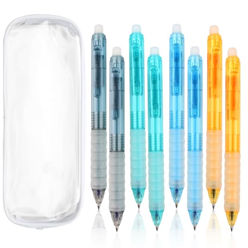 RtottiM Radierbarer Kugelschreiber, 8 Stück Tintenroller Radierbar, Radierbare Stifte, Kugelschreiber Mit Radiergummi, Erasable Pens für Studenten Geschenk, Schul Bürobedarf (0,5 mm Blau) von RtottiM