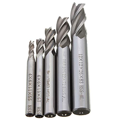 Rtppyakk 5 Teile/Satz Zylinder Schaft Schaft Fraeser 4 Flöte Hss Bohrer 4/6/8/10/12 Mm Fuer Cnc Fraes Werkzeug von Rtppyakk