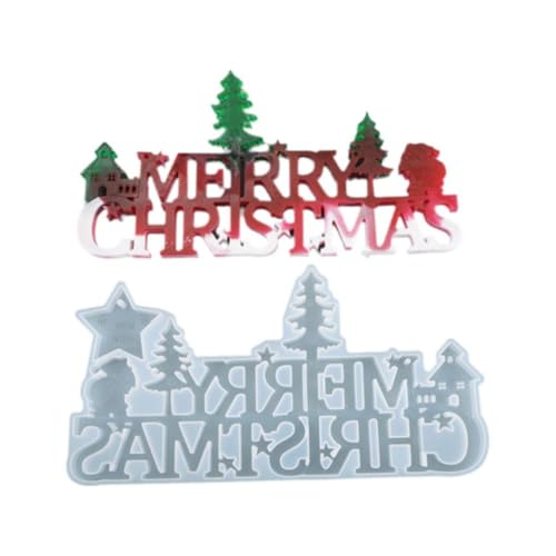 Frohe Weihnachten Buchstaben Harz Formen Silikon Weihnachtsschmuck Formen Harz für Epoxidharz Gießen Bastelset Weihnachtsbaum Harz Epoxy Baum Süßigkeiten für Urlaub Tisch Schild Schneeflocke von Rtyweth