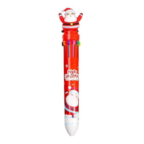 Rtyweth 1/4 Stück Weihnachten Druckkugelschreiber mehrfarbiger Stift 10 Farben Handbuchstift Kugelschreiber Weihnachten L6U8 bunt für Kinder von Rtyweth