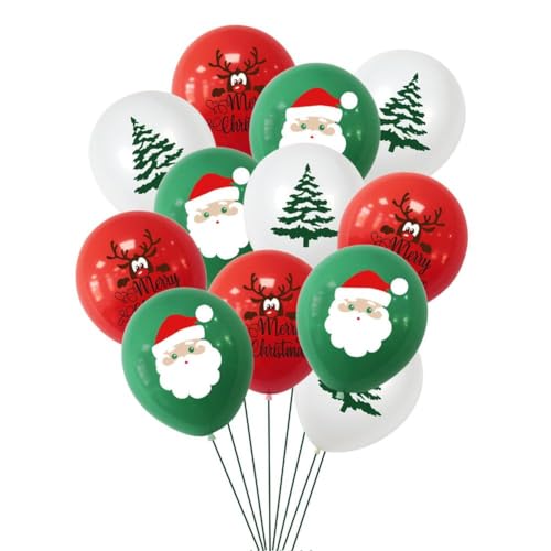 Weihnachtsballons, 10/12/15 Stück Weihnachtsballons für Weihnachtsfeier-Dekorationen, 30,5 cm grüner Weihnachtsmann und Elchrot von Rtyweth