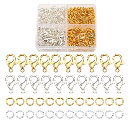 Karabinerverschlüsse und Biegeringe Set für Schlüsselanhänger, Karabinerverschlüsse und Biegeringe Schlüsselanhänger mit Ketten-Set, handgefertigtes Zubehör Karabinerverschlüsse und Biegeringe Set für Schlüsselanhänger, Karabinerverschlüsse und Biegeringe Schlüsselanhänger mit Ketten-Set, handgefertigtes Zubehör von Ruarby