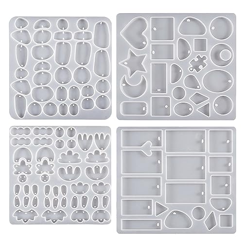Silikonform für Schlüsselanhänger, Anhänger, Ohrringe, Ornament, Epoxidharz, Guss, Schmuckherstellung, 4 Stück Silikonform für Schlüsselanhänger, Anhänger, Ohrringe, Ornament, Epoxidharz, Guss, Schmuckherstellung, 4 Stück von Ruarby