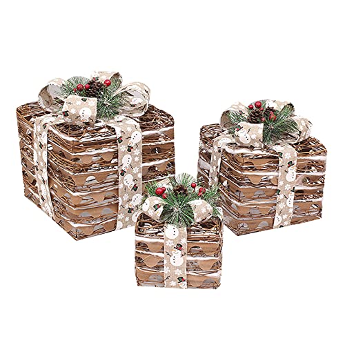 Weihnachtliches Rattan-Ornament, 3-teiliges Set, Szenendekoration für Zuhause, Festival, Urlaub, Party, Dekorzubehör von Ruarby